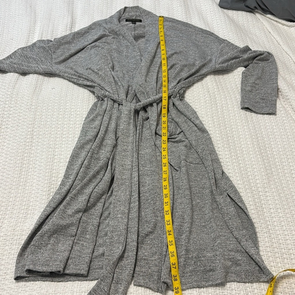 BANANA REPUBLIC long cardigan duster robe kimono style self tying belt grey lge - Picture 13 of 14